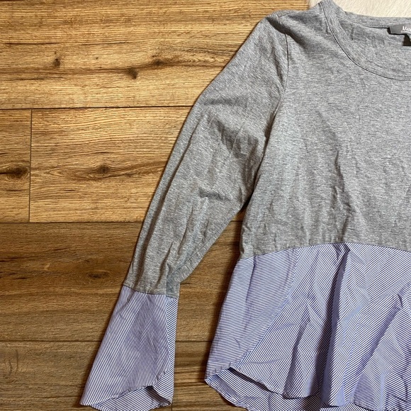 Anthropologie Marled Mixed Media Bell Sleeve Blouse - Picture 3 of 9